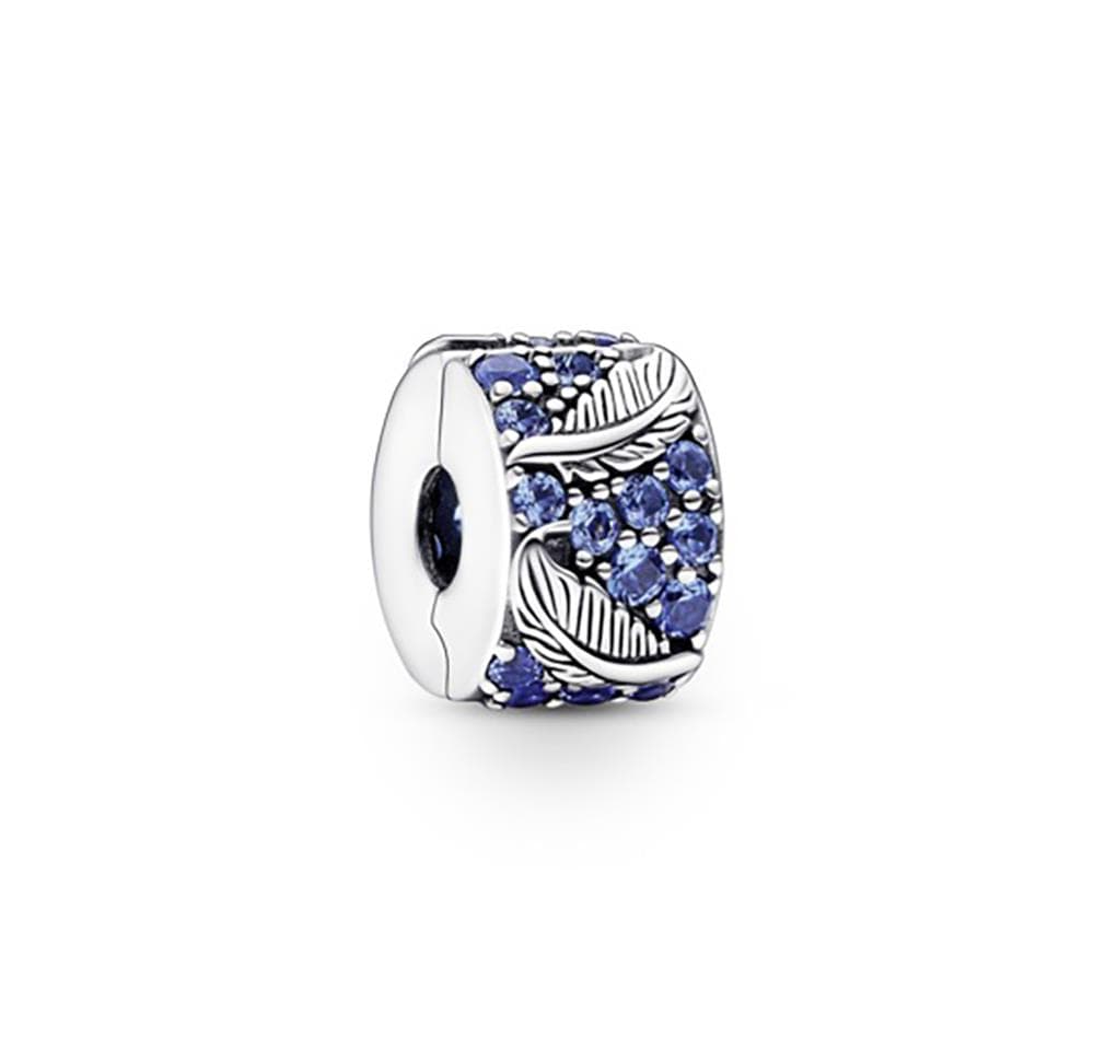 Curved Feather & Pav Clip Charm