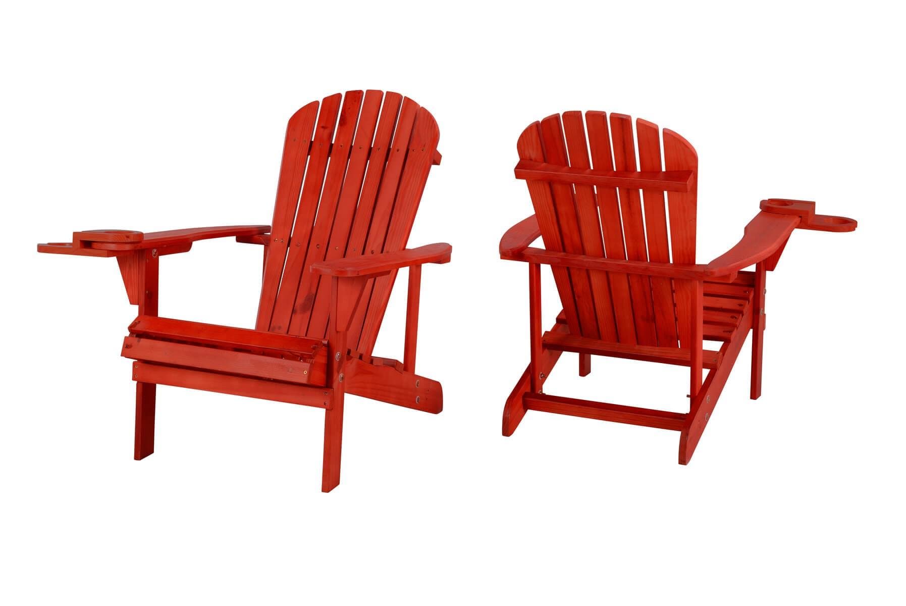 Earth Collection Adirondack Chair w/Phone & Cup Holder, Set of 2 - Red