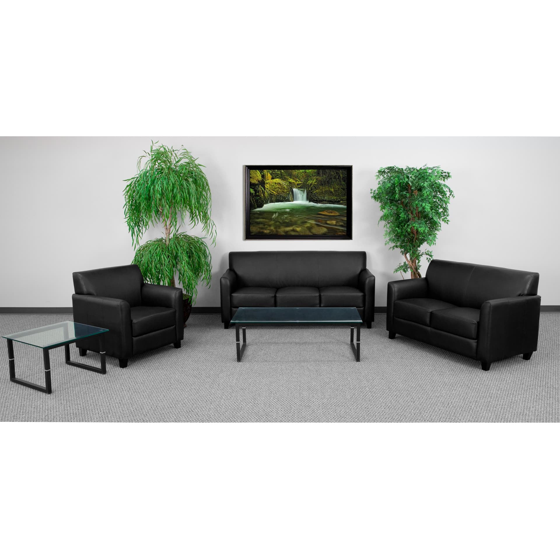 Reception Set in Black with Clean Line Stitched Frame