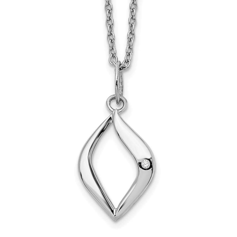 Sterling Silver Rhodium Plated White Ice .01ct Diamond Necklace