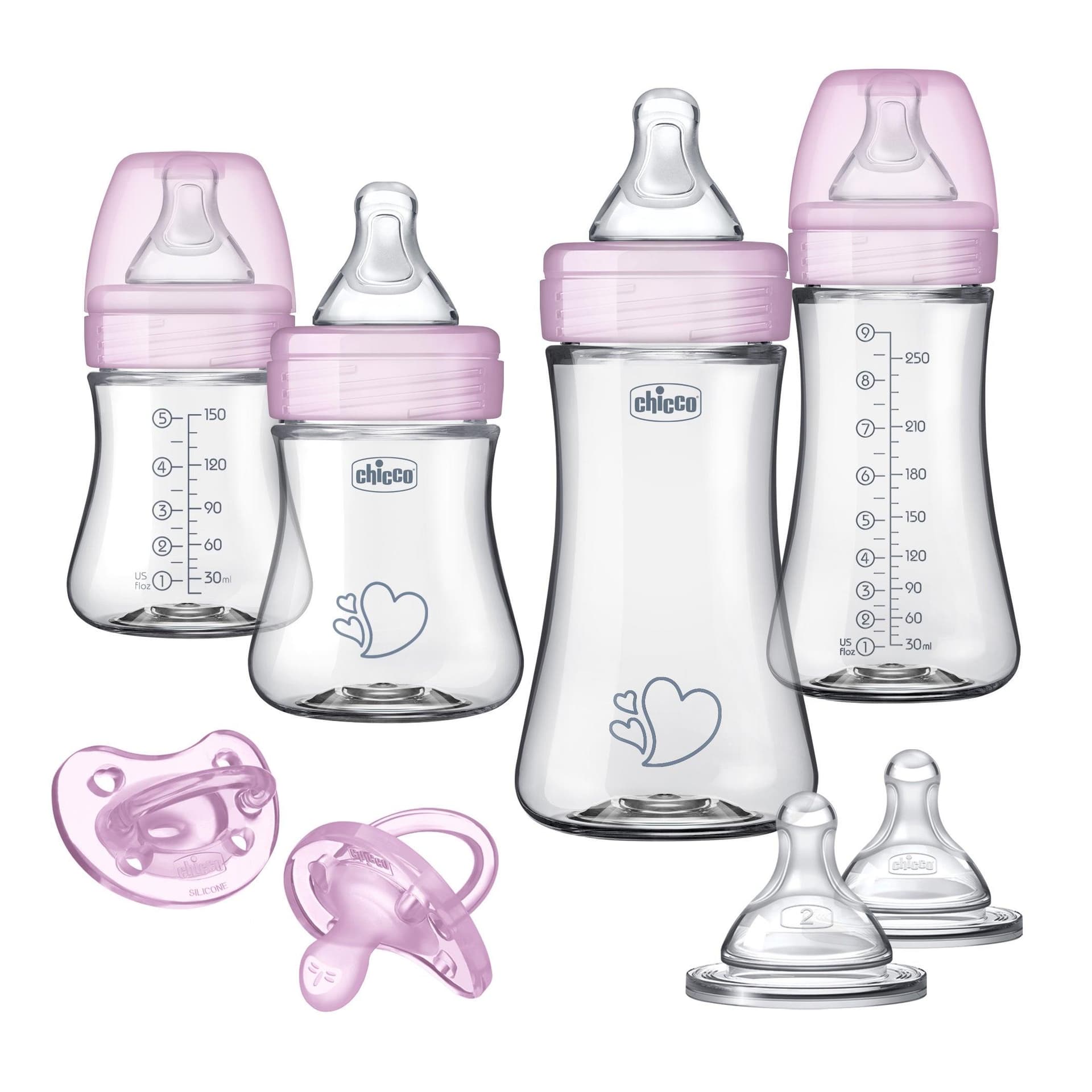 Duo Newborn Hybrid Baby Bottle Starter Gift Set Pink