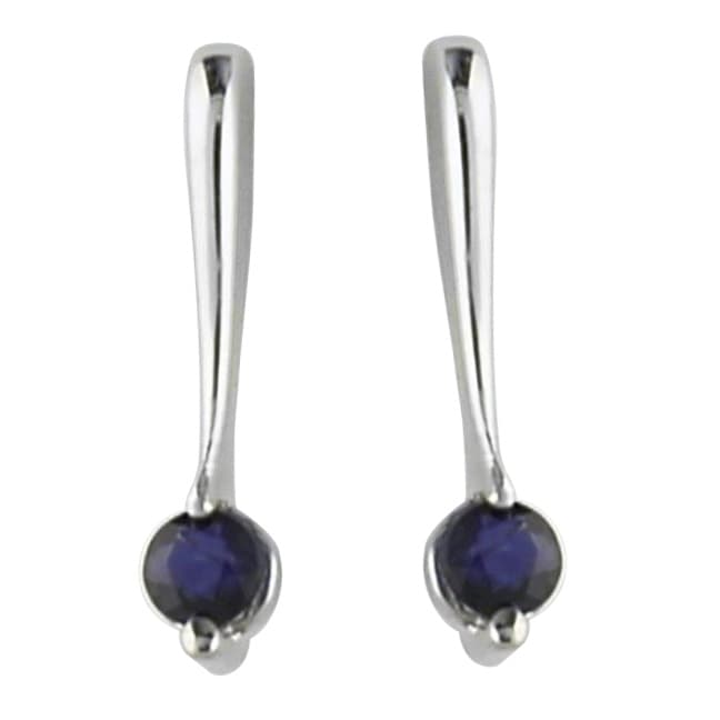 14K White Gold Sapphire Earrings