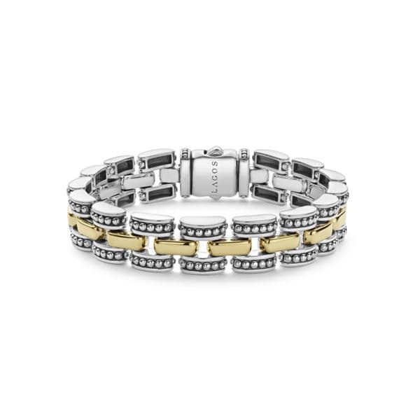 Two-Tone Caviar Link Bracelet Size 7.25"