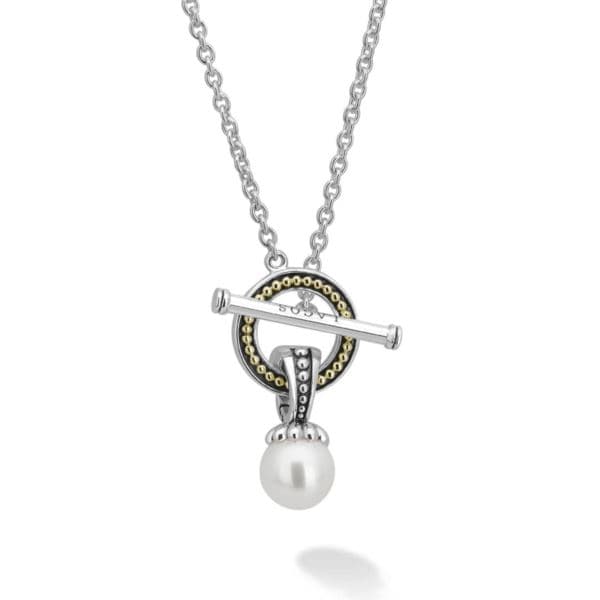 Pearl Toggle Pendant Necklace Size 18"