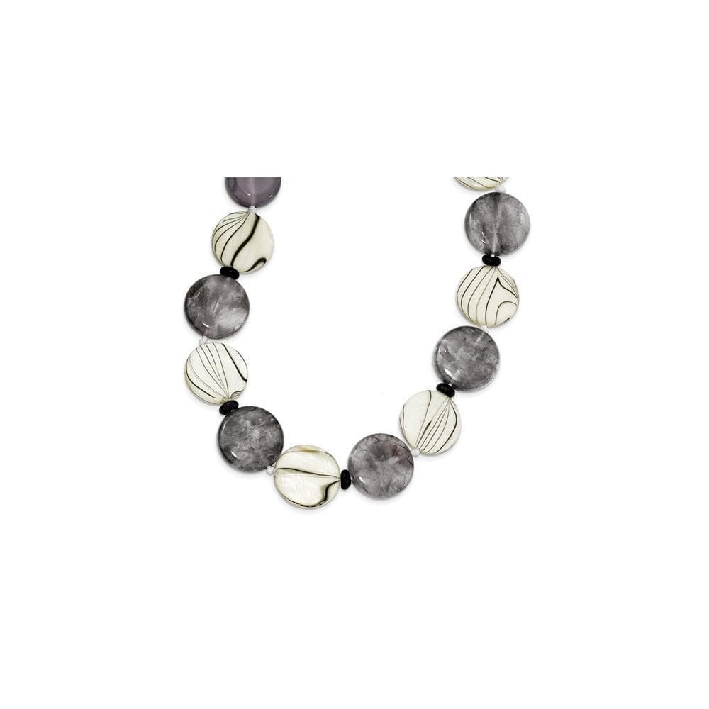 Sterling Silver Black & Grey Agate/MOP/Sardonyx Necklace