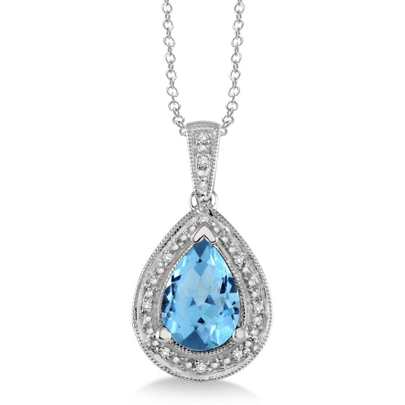 Blue Topaz and Diamond Necklace