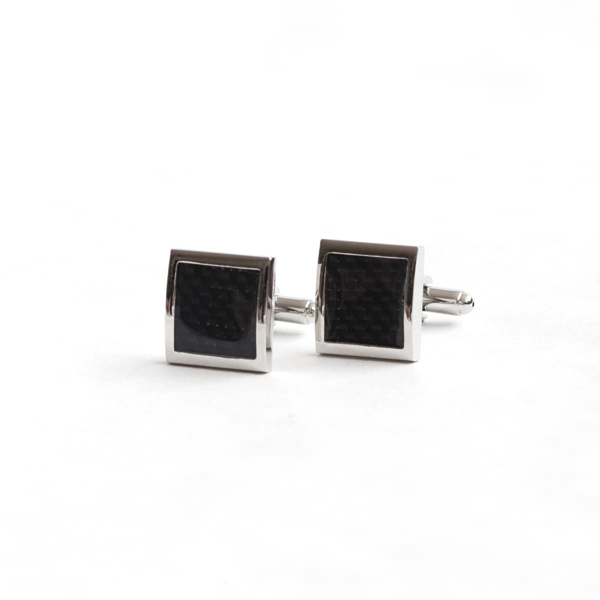 Black Checkerboard Cufflinks with Silver Accents