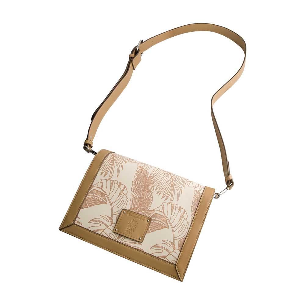 Graphic Leaf Print City Messenger Bag