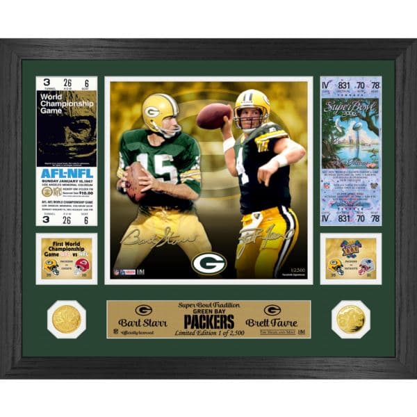Starr & Favre Packers Super Bowl Traditions Photo Mint
