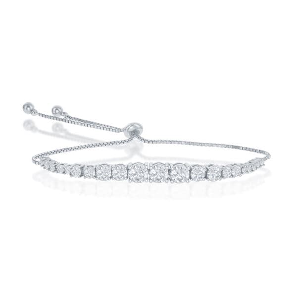 Sterling Silver & Cubic Zirconia Bolo Style Tennis Bracelet