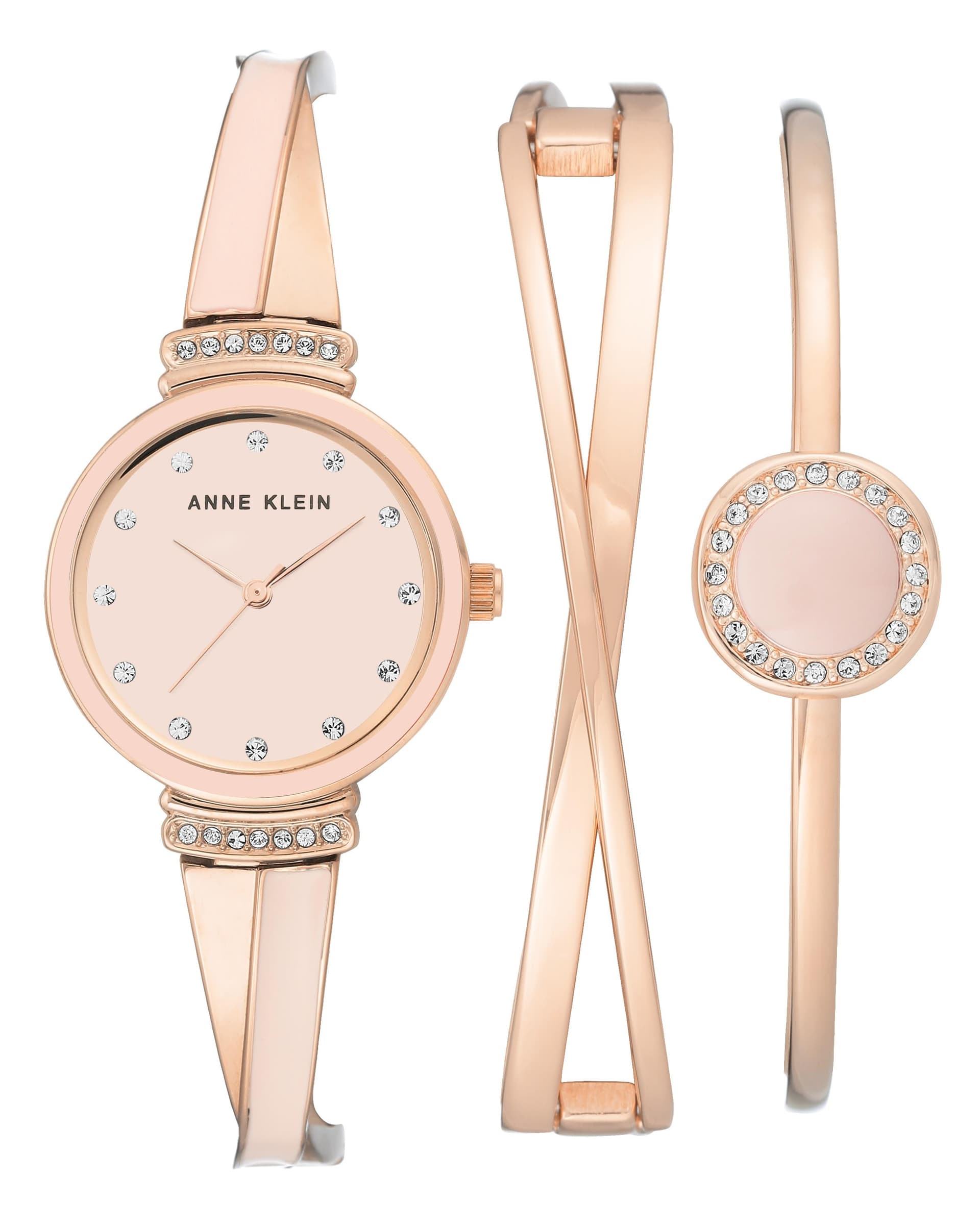 Women's Light Pink Bracelet Watch Set