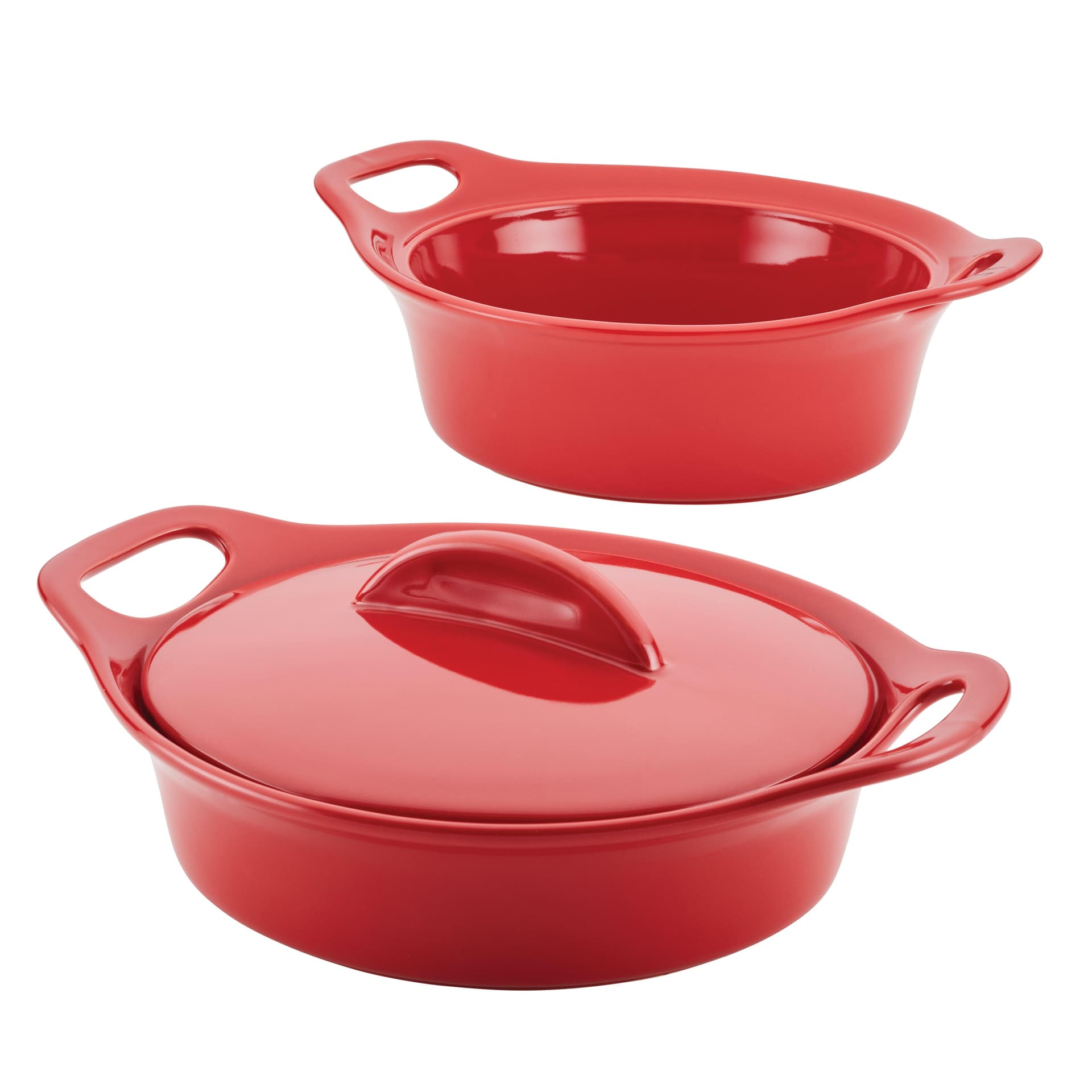 Ceramic 3pc Casserole Set Red