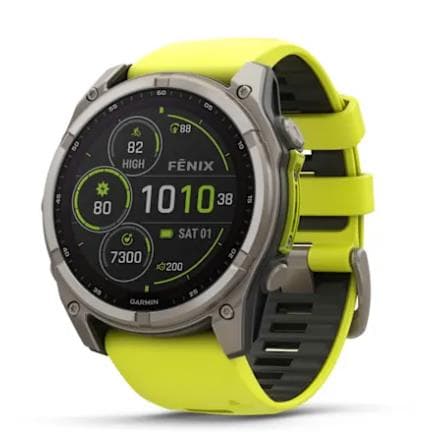 fenix 8 51 mm, Solar - Sapphire, Titanium with Amp Yellow/Graphite Silicone Band