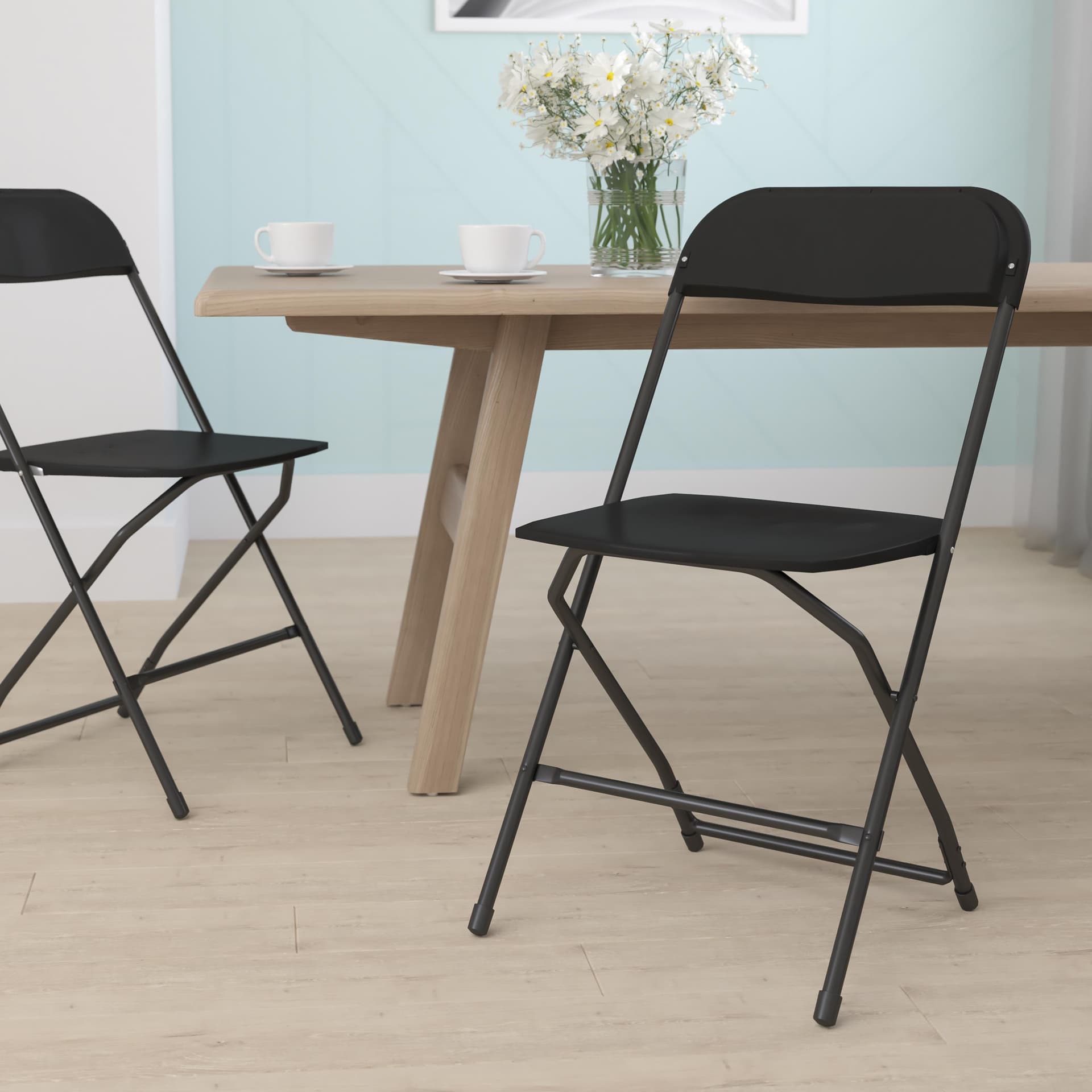 Folding Chair - Black Plastic 650LB Weight Capacity - Event Chair