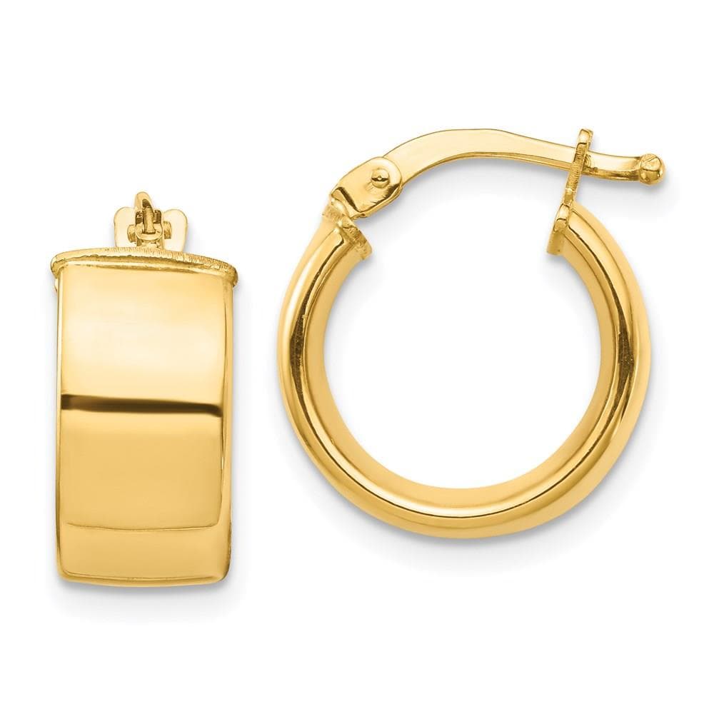 14k Yellow High Polished 7mm Hoop Earrings