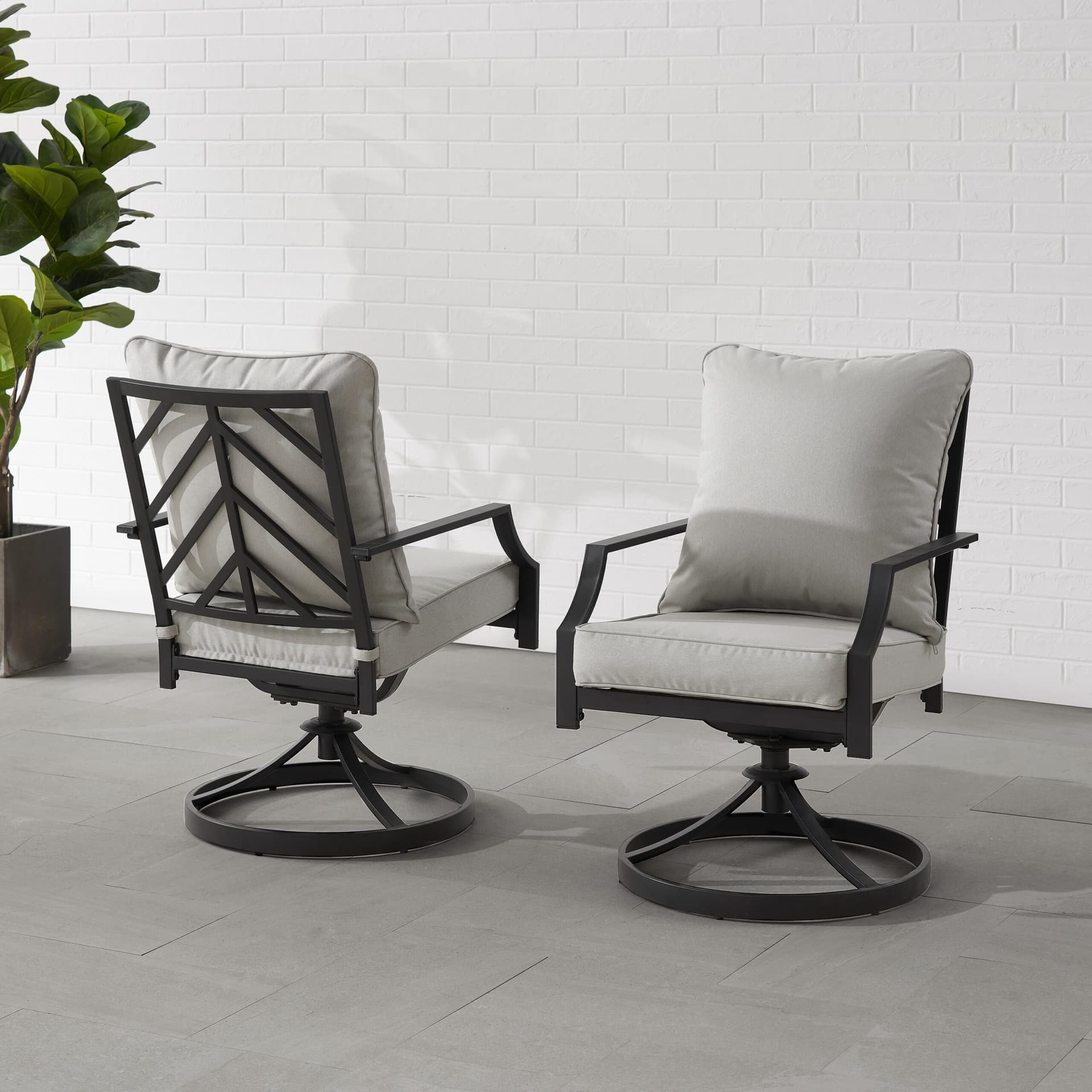 Otto 2Pc Swivel Outdoor Dining Chair Set