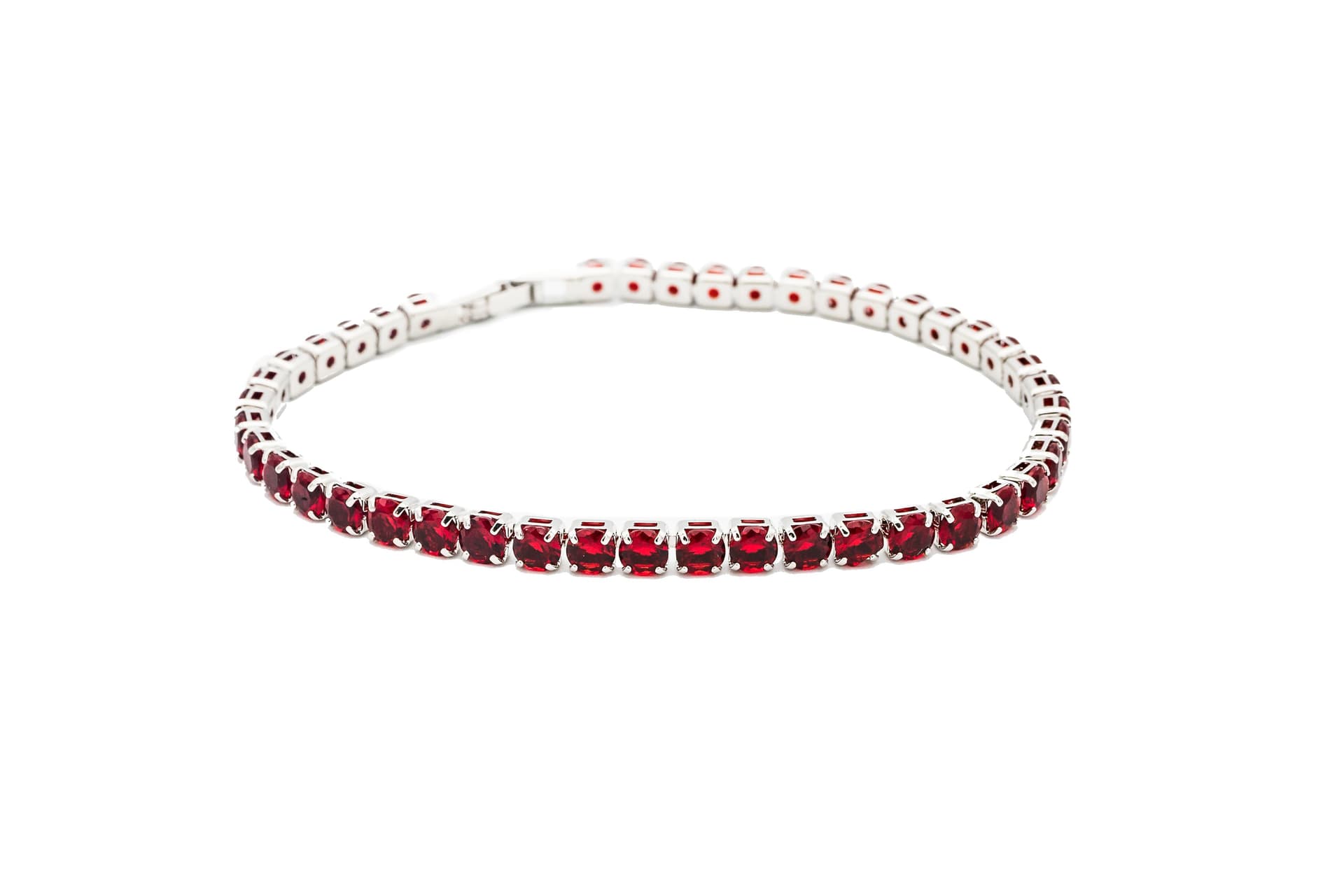 7.5" Ruby Red CZ Tennis Bracelet