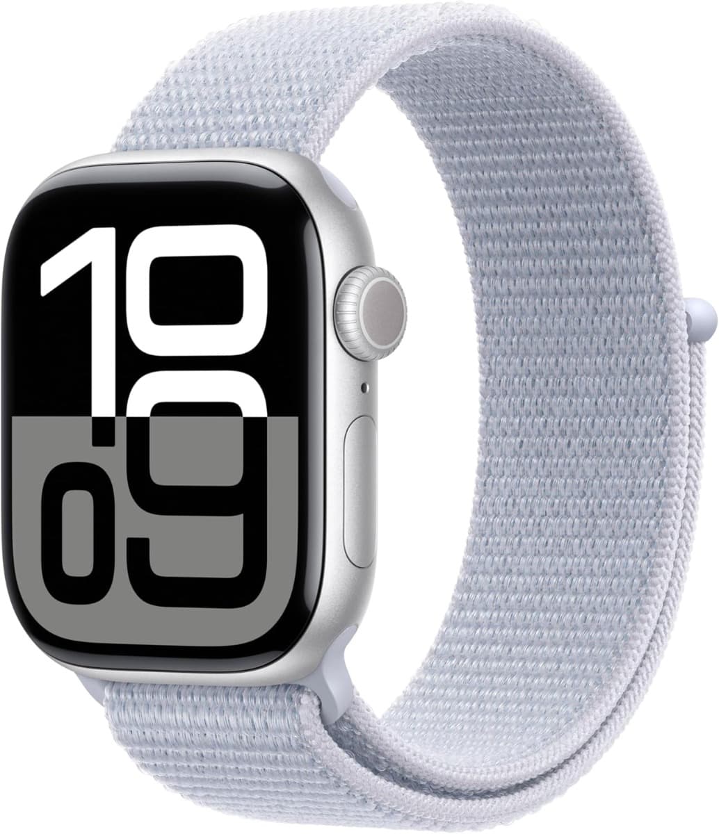 Apple Watch Series 10 GPS 42mm Silver Aluminum Case with Blue Cloud Sport Loop