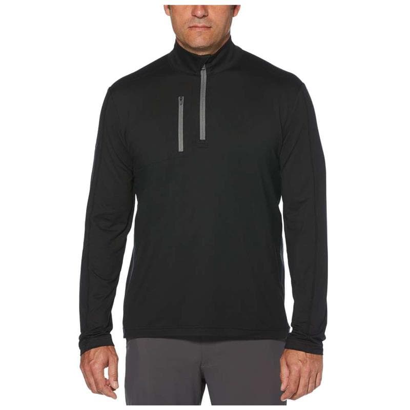Mens Lightweight 1/4 Zip Pullover-Black-2X