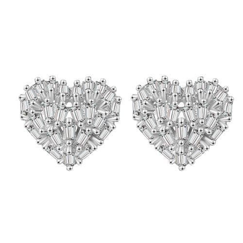 Sterling Silver Moissanite Heart Earrings