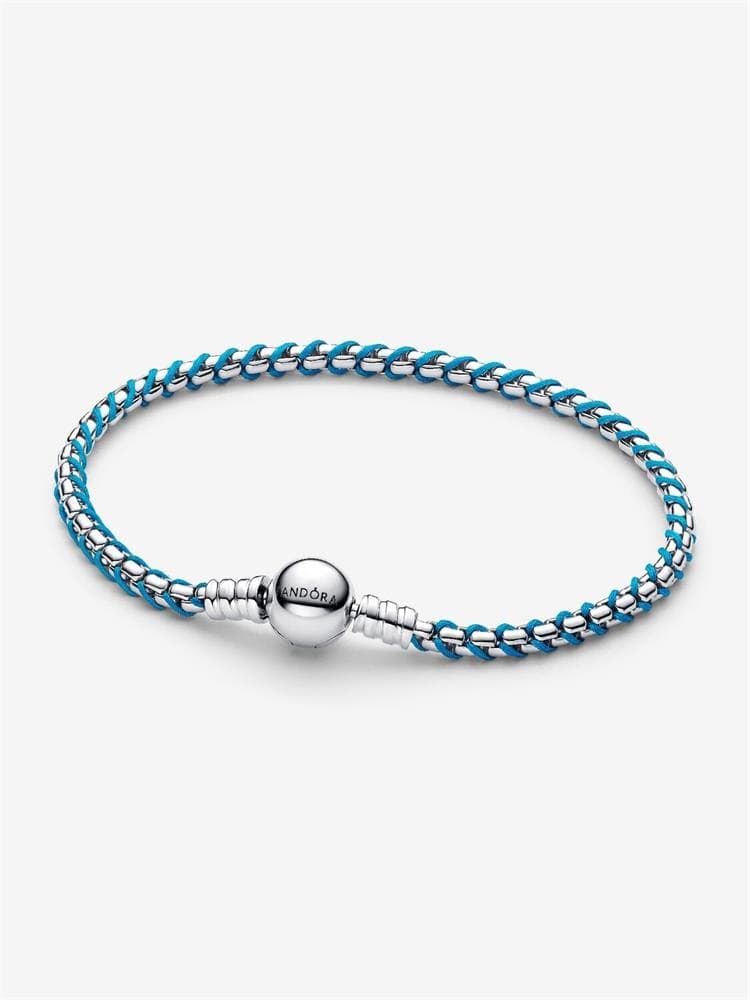 Blue Cord Box Chain Bracelet Size 7.9"
