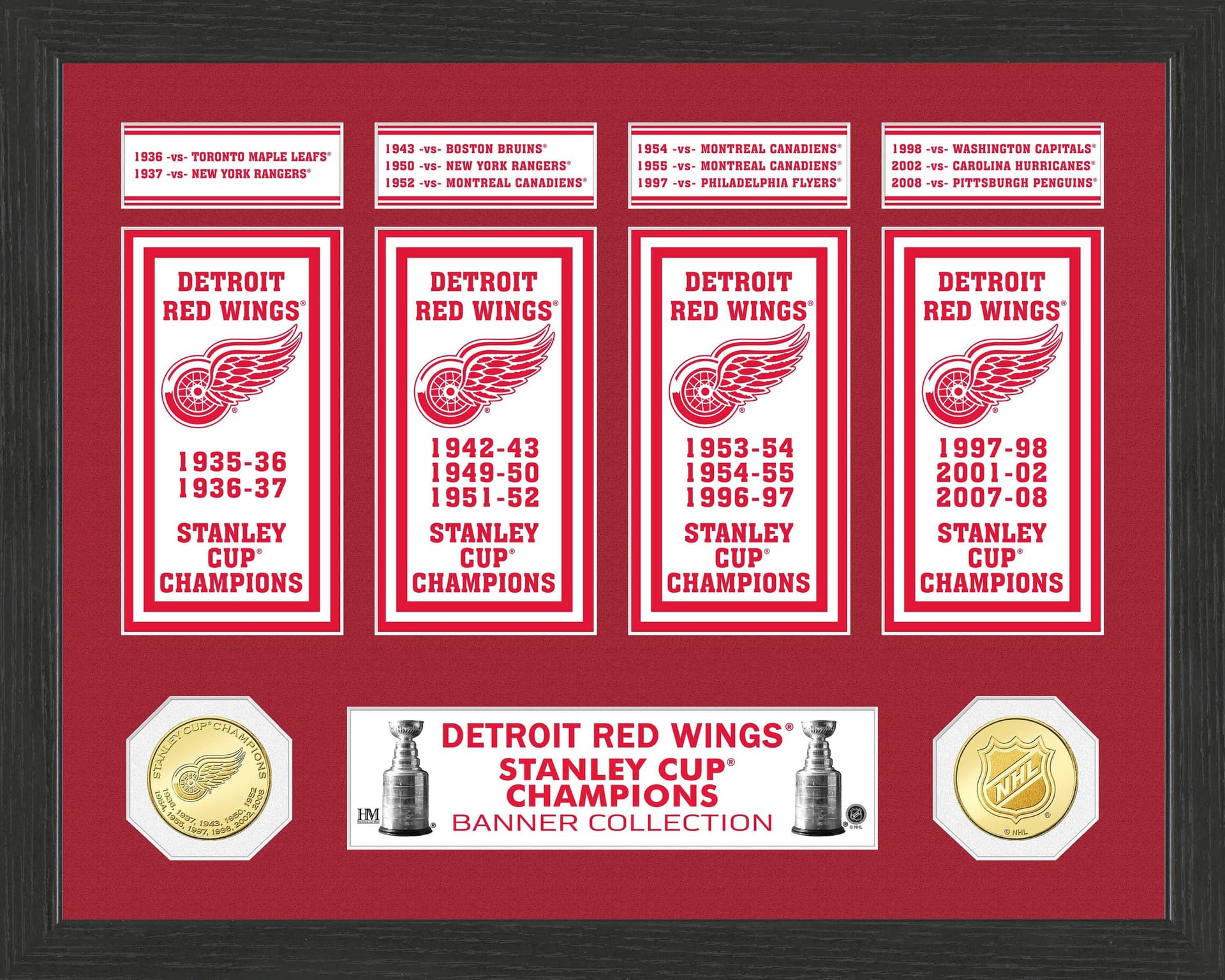 Detroit Redwings Stanley Cup Banner Collection Photo Mint