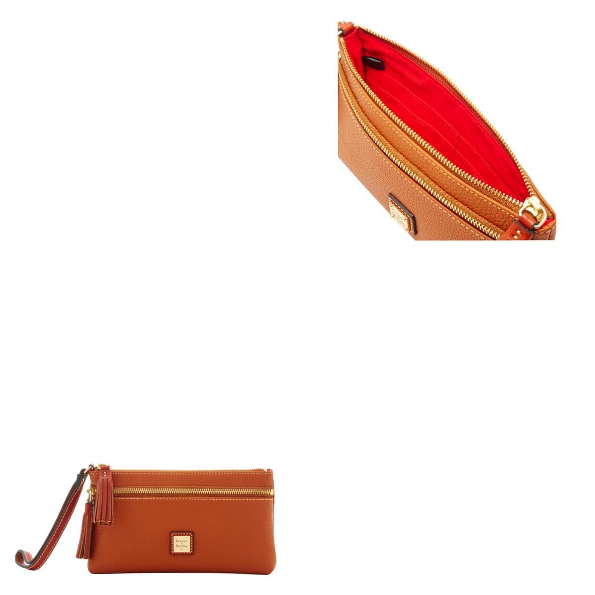 Pebble Grain Double Zip Wristlet