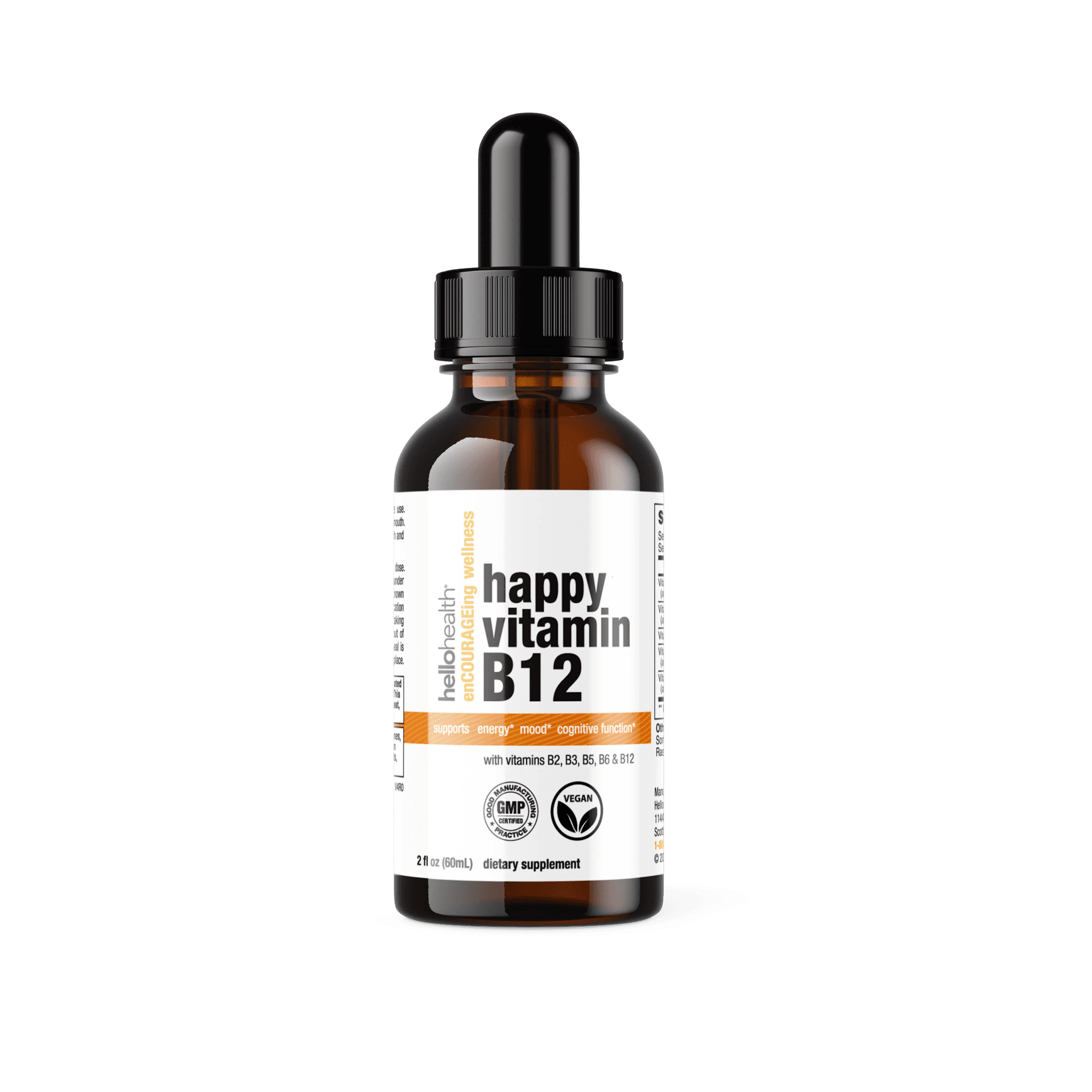 Happy Energy Vitamin B12 Plus – B12 Complex with B2, B3, B5 & B6 for Energy, Focus & Mood Support
