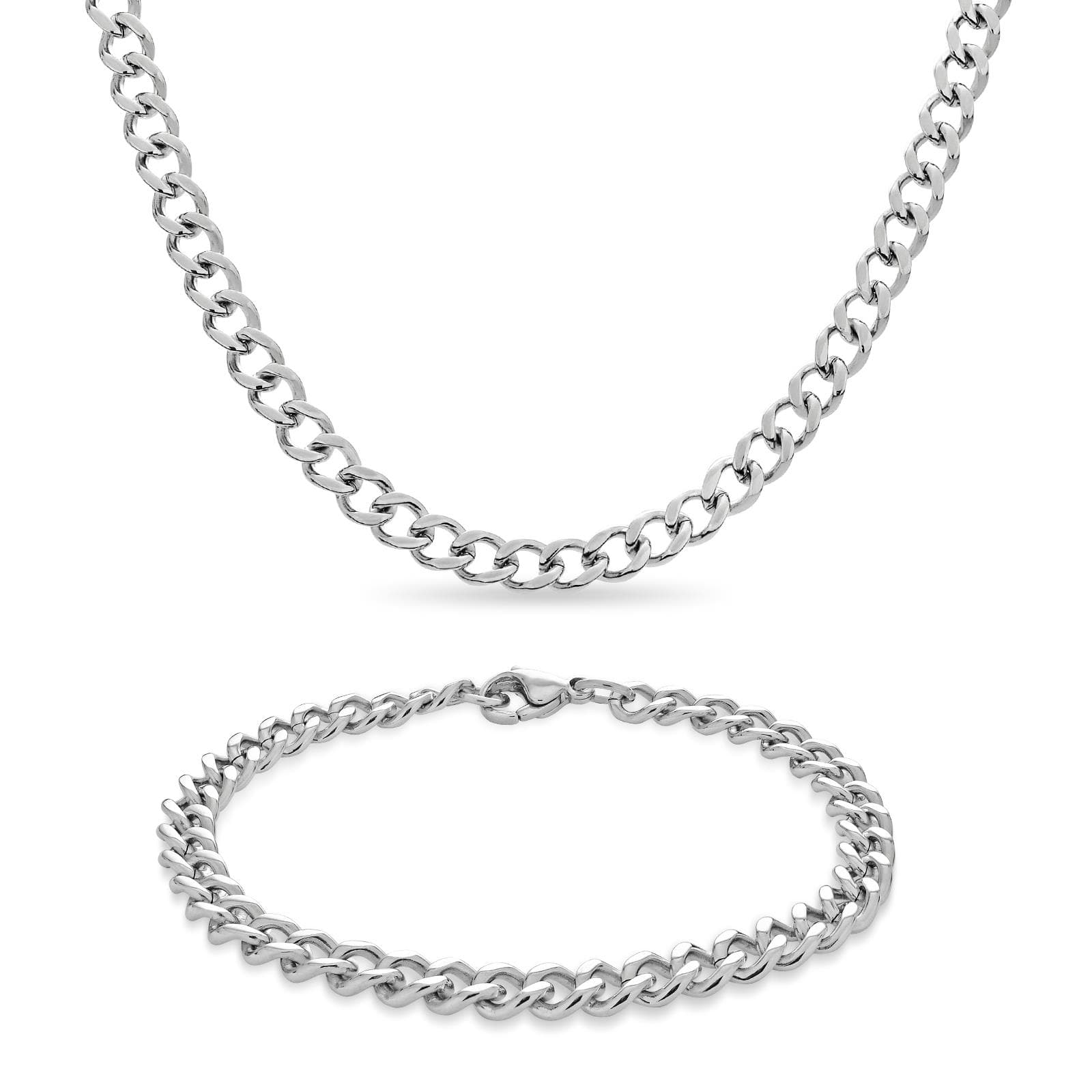 Gents Curb Link Bracelet & Necklace Set