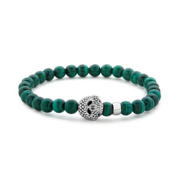 Unisex Malachite Skull Bracelet