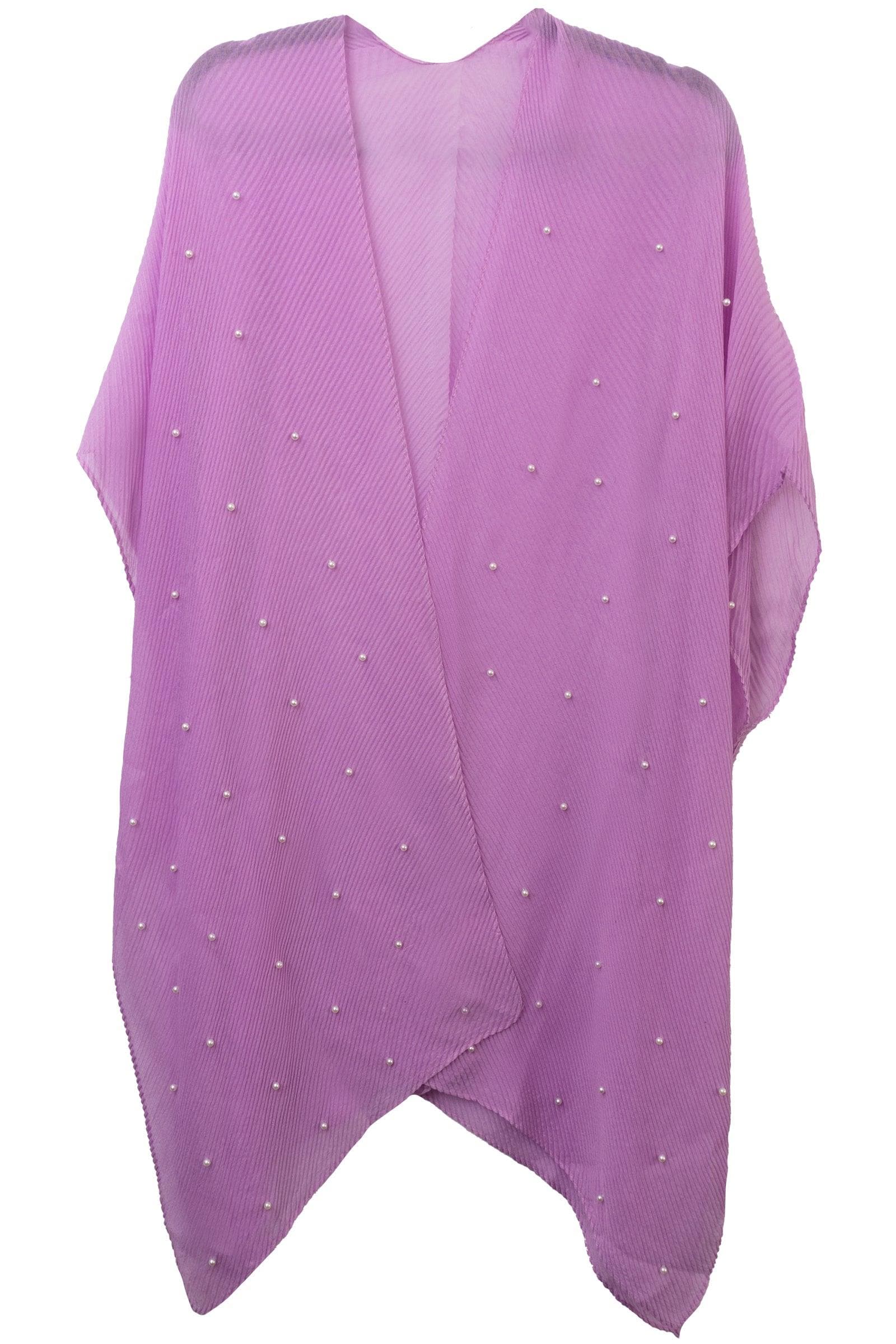 Pleated Kimono with All Over Pearls