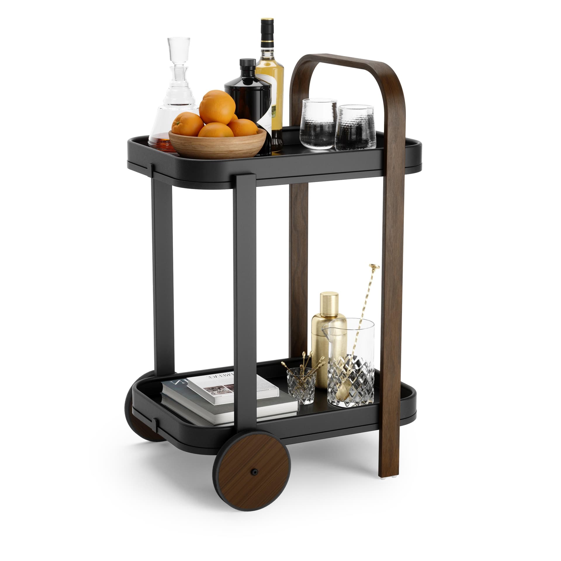 Bellwood Bar/Serving Cart Wht/Natural