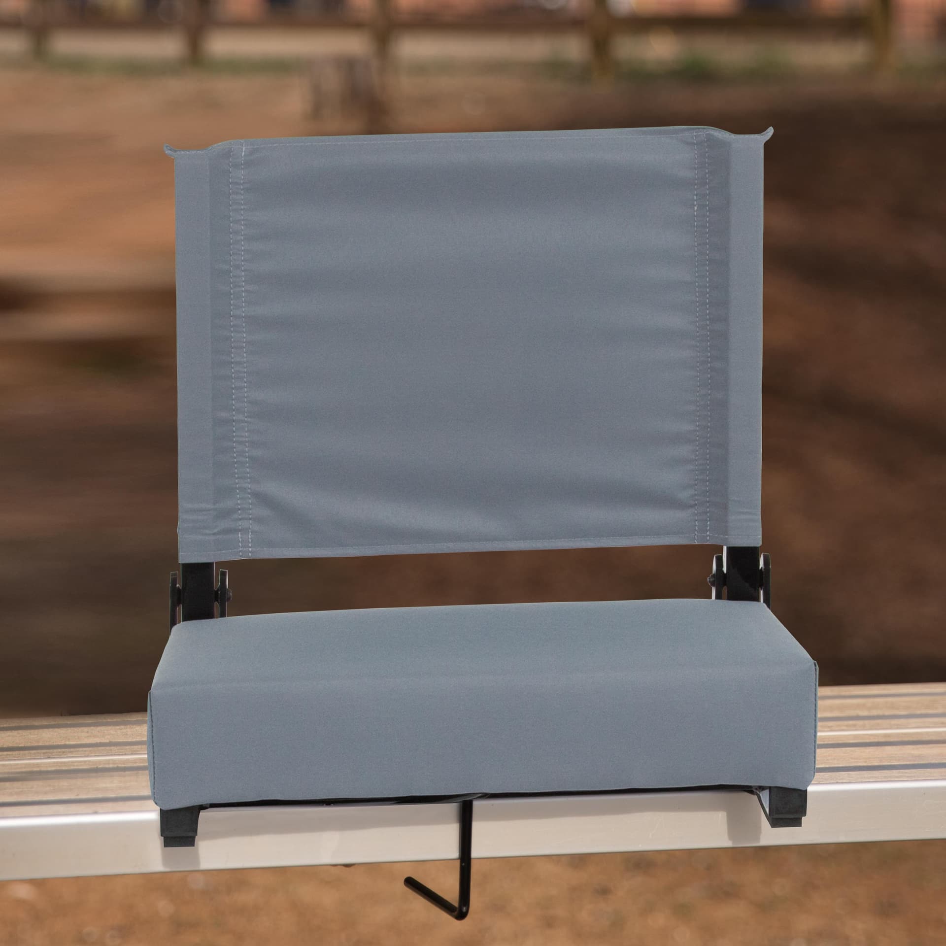 500 lb. Rated Lightweight Stadium Chair-Handle-Padded Seat, Gray