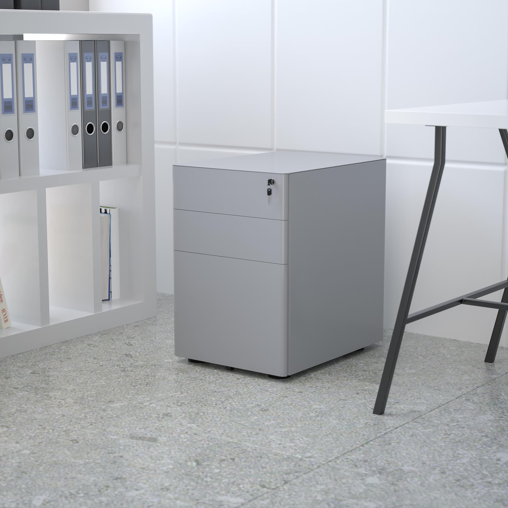 Modern 3-Drawer Mobile Locking Filing Cabinet Storage Organizer-Gray