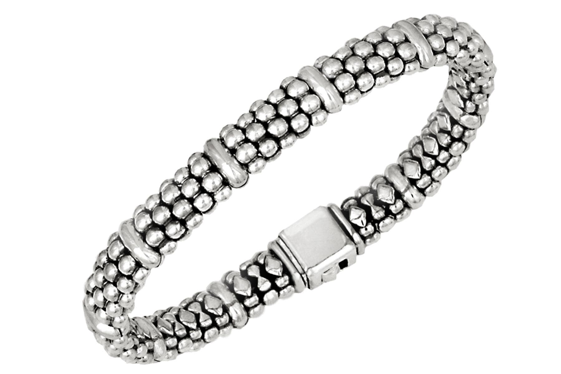 Signature Caviar Oval Bracelet with Ster Size Medium