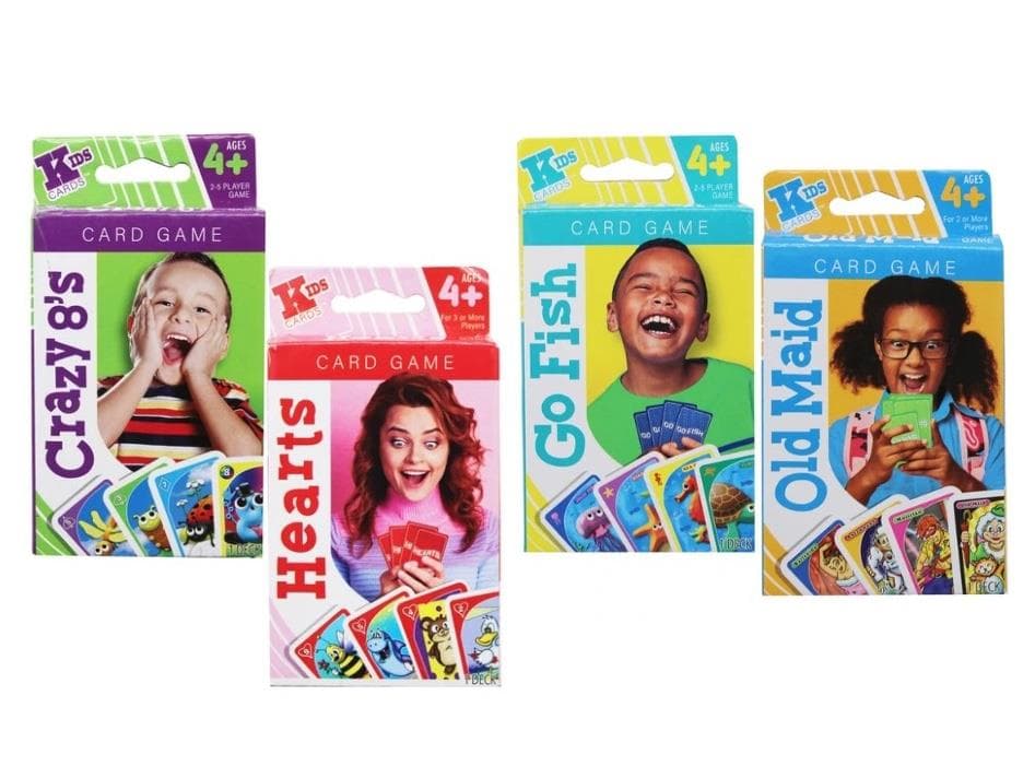 4 Card Games including Hearts, Old Maid, Crazy 8s and Go Fish
