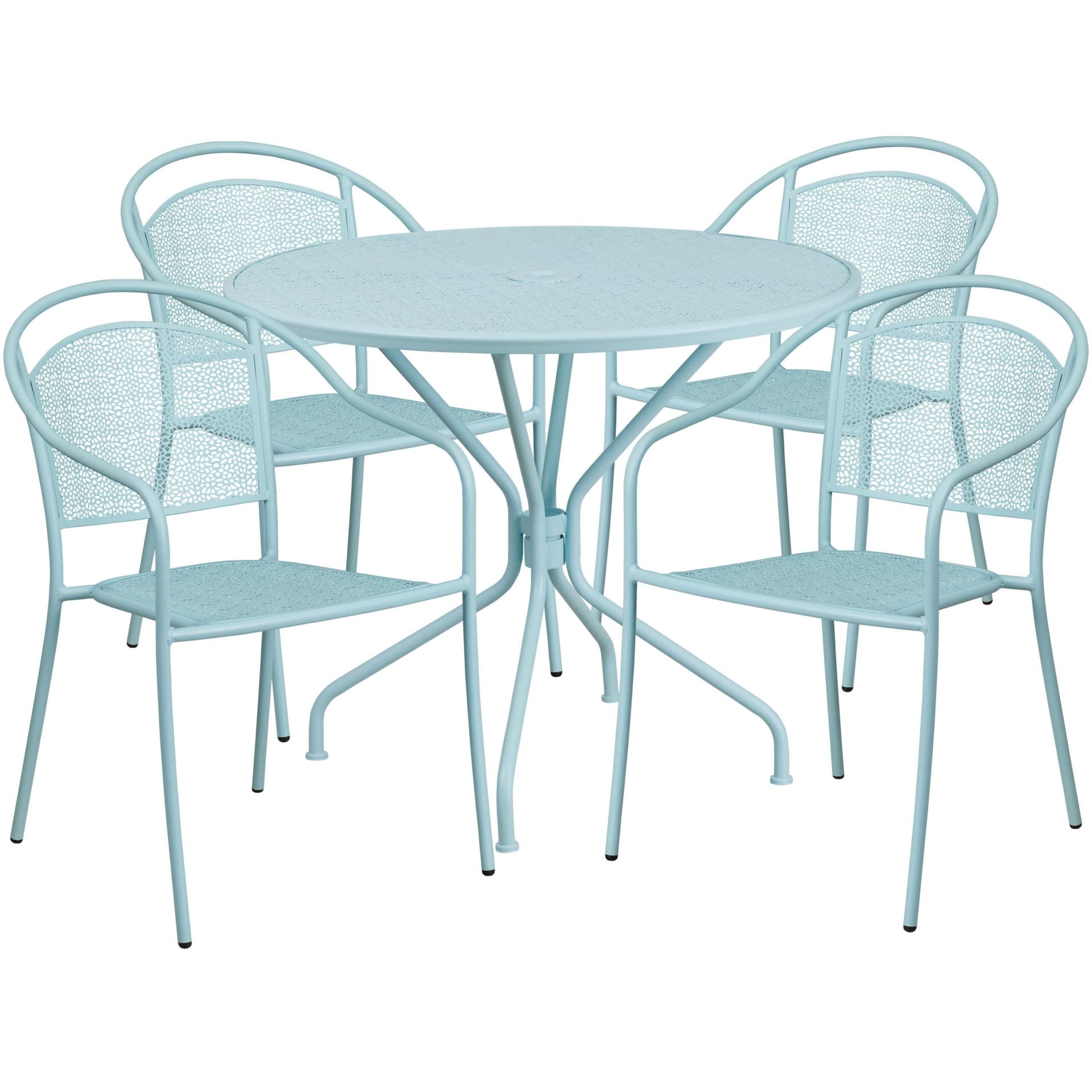 5pc Round Steel Patio Set: Blue