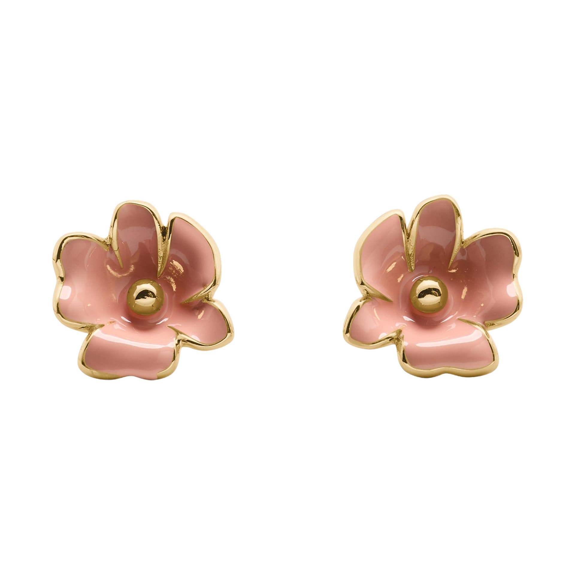 Golden Bloom Flower Studs - Pink/Gold