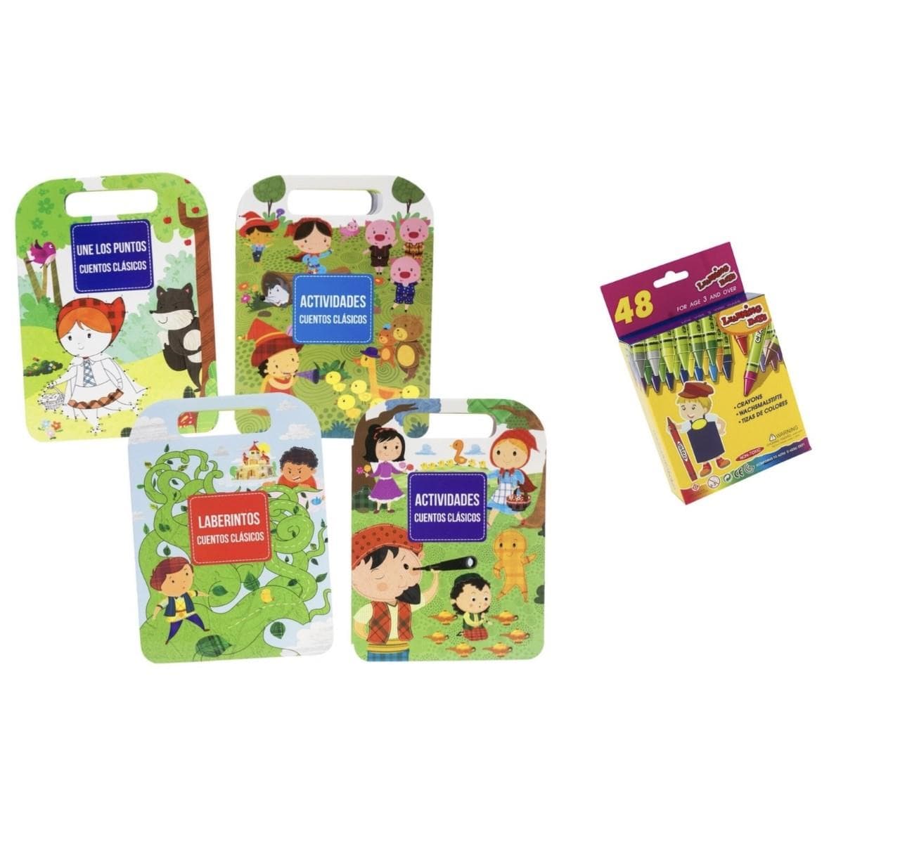 Set of 4 Classic Tales Coloring Books with Crayons (In Spanish)