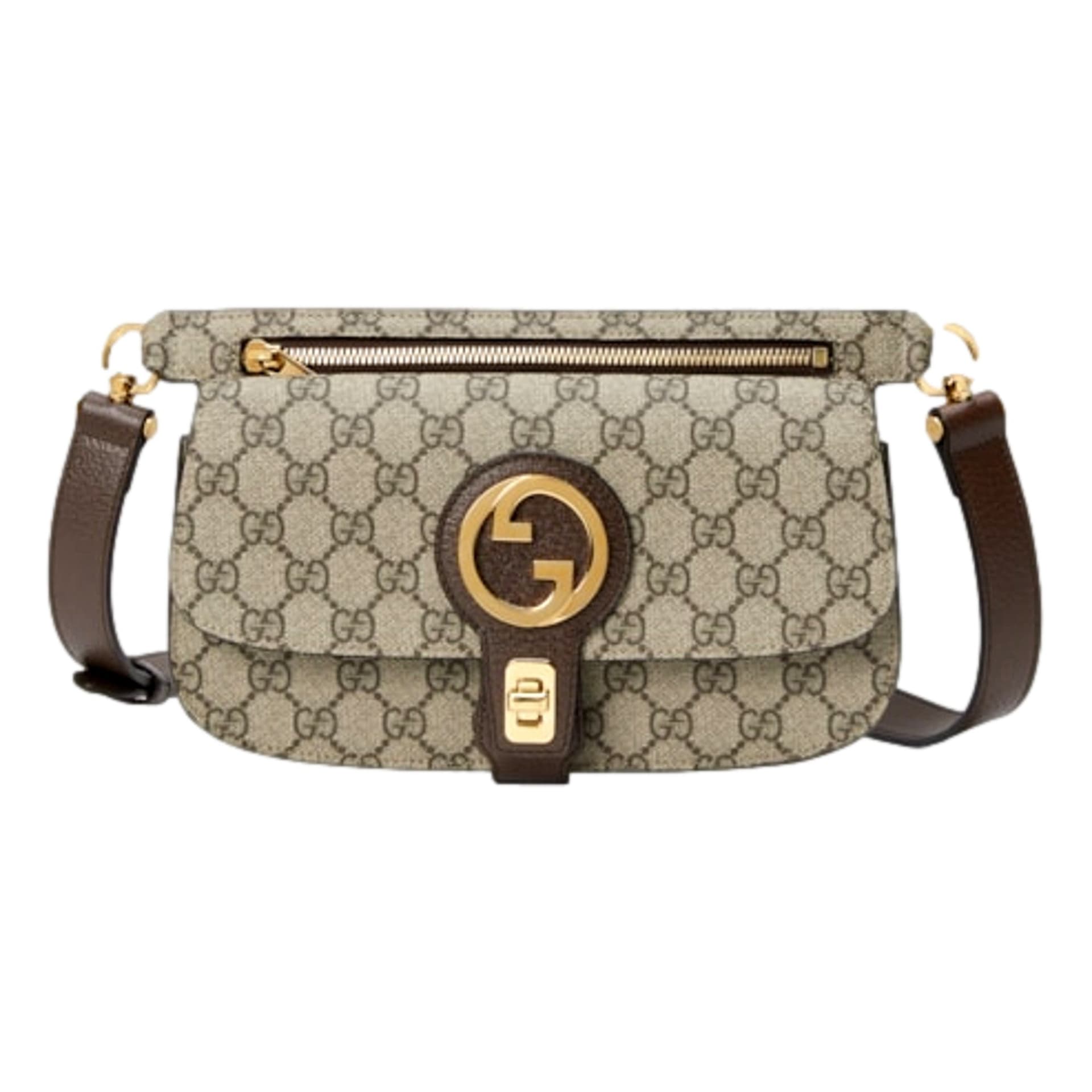 Gucci GG Supreme Blondie Canvas Belt Bag Brown Beige Size 95