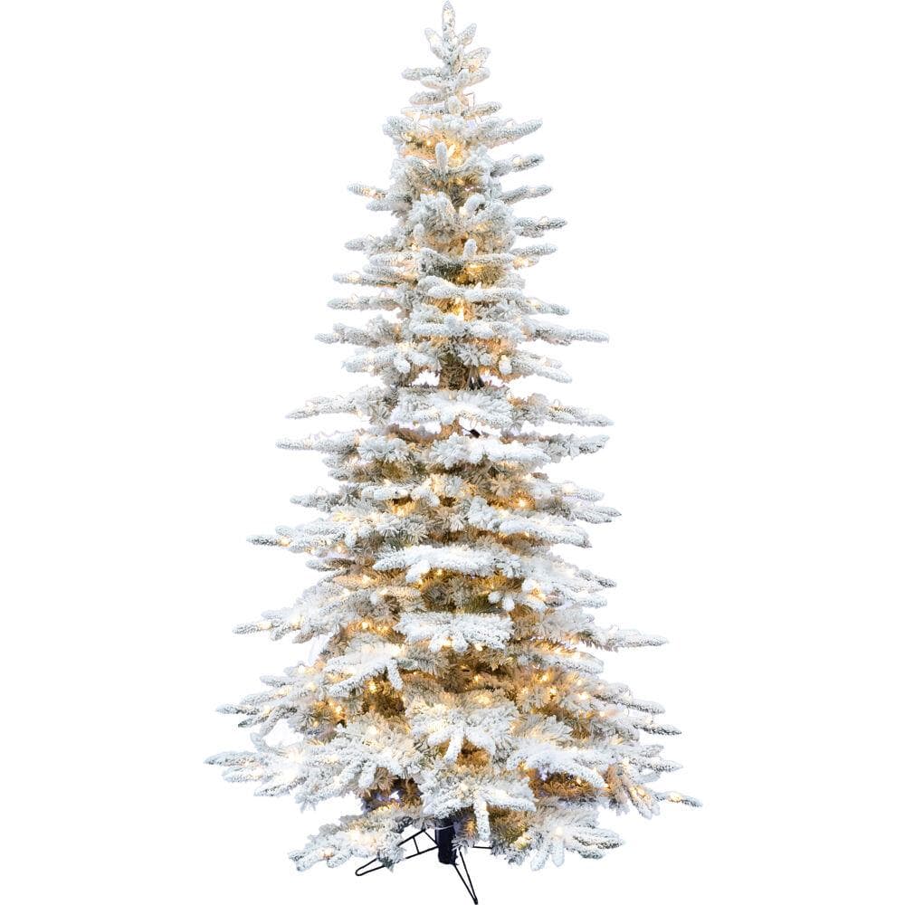 7.5-Ft. Flocked Pine Valley Christmas Tree with Warm White LED Lights