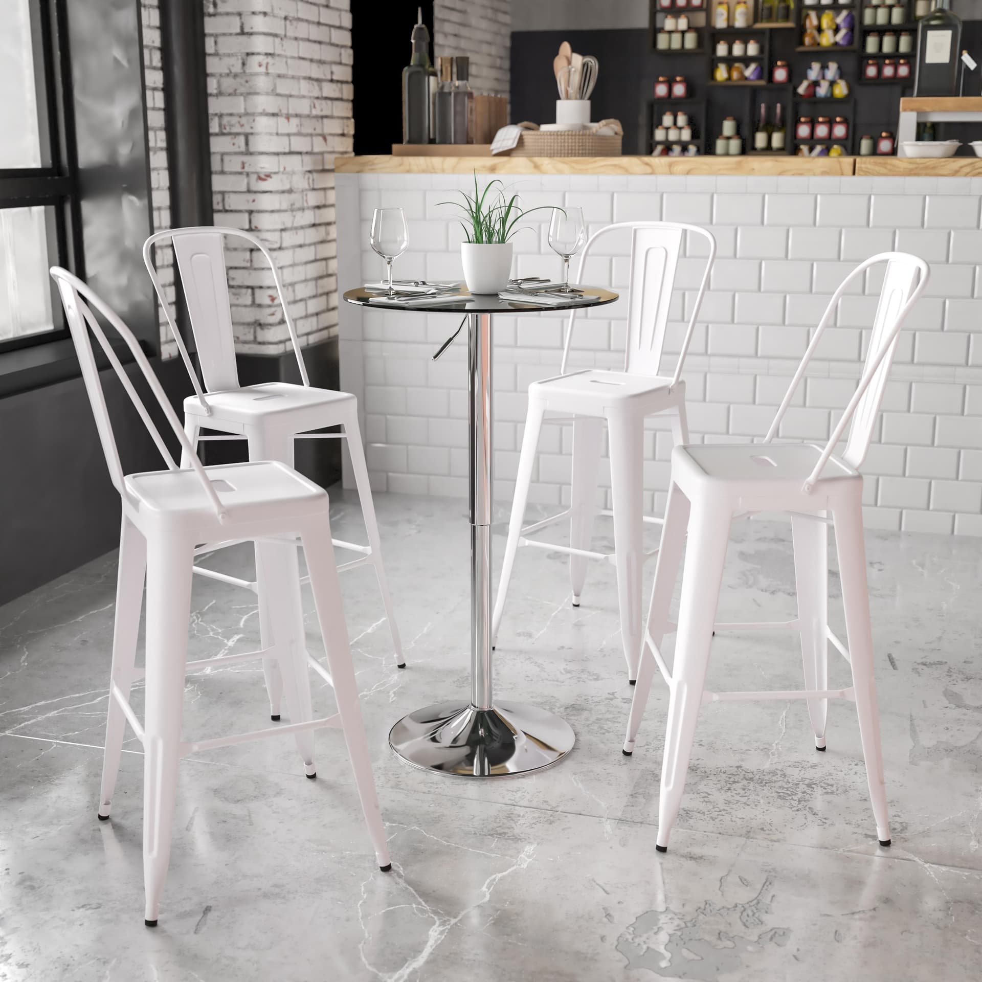 23.5" Round Adjustable Height Glass Table (Adjustable Range 33.5" - 41")
