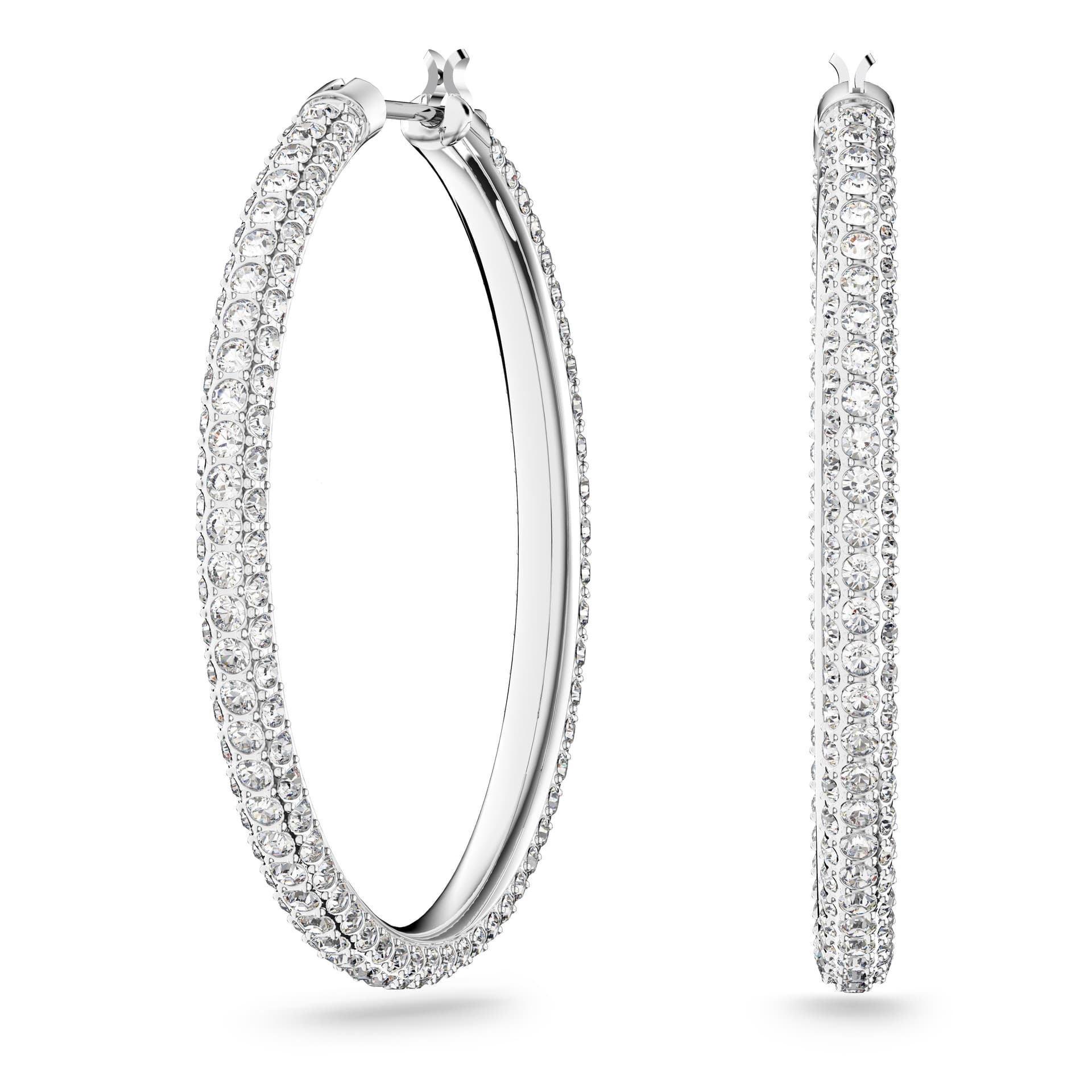 Stone Pierced Hoop Earrings