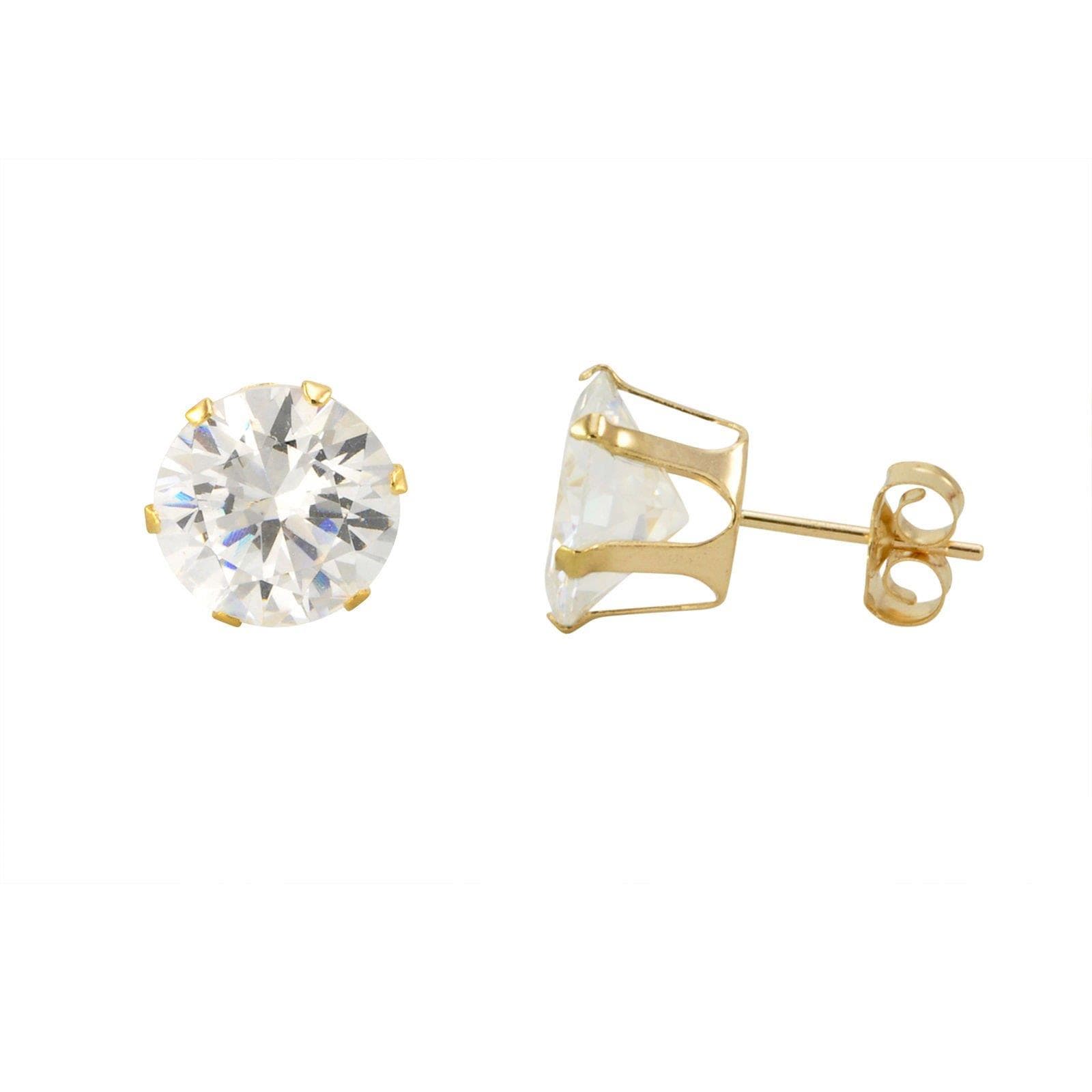 18Kt. Gold Plated over Stainless Steel 1-1/4 Ct.  Full Faceted CZ Round Cut earrings
