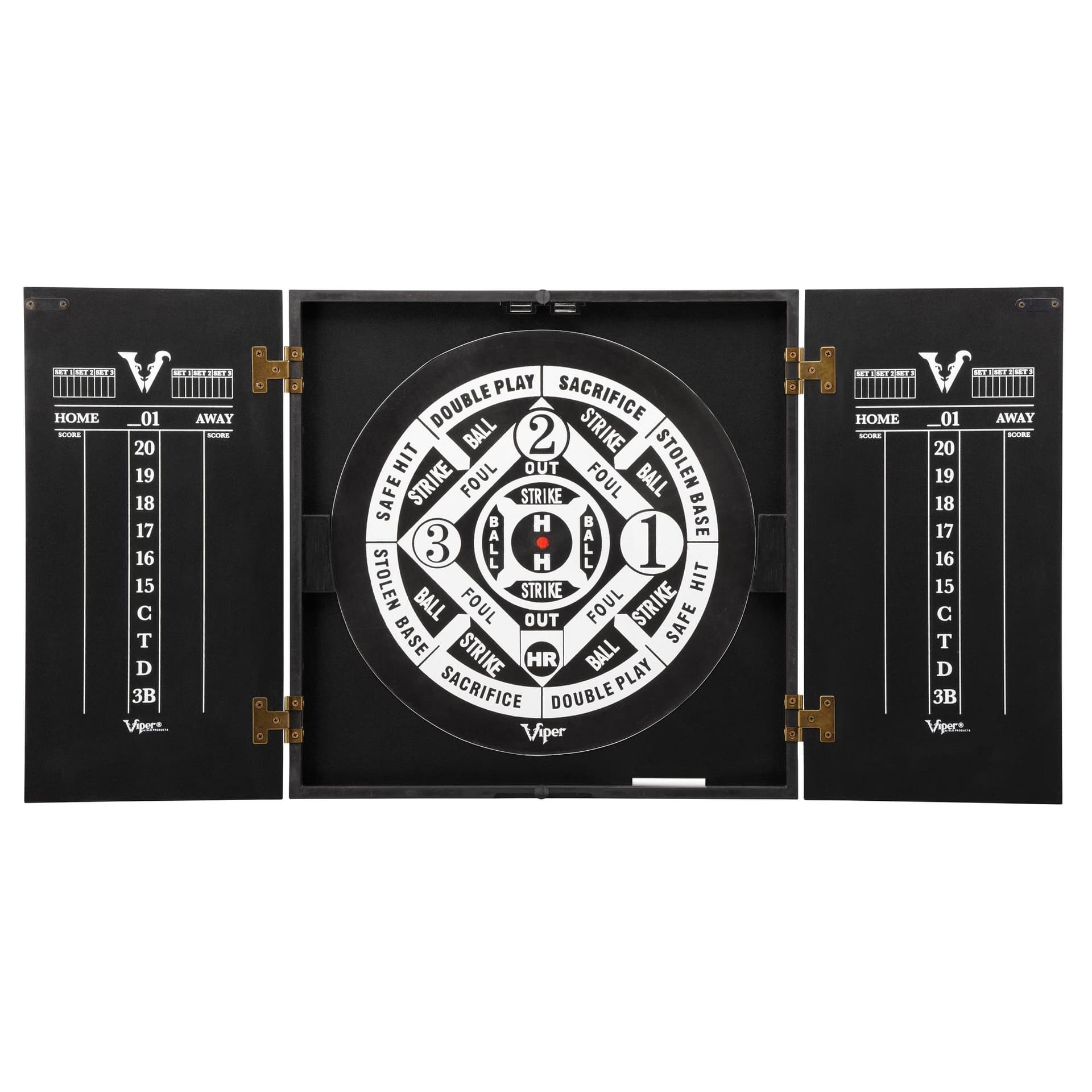 Viper Hideaway Dartboard Cabinet with Reversible Traditional and Baseball Dartboard