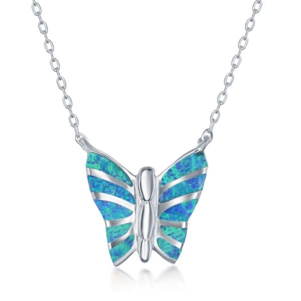 Blue Opal Butterfly Necklace
