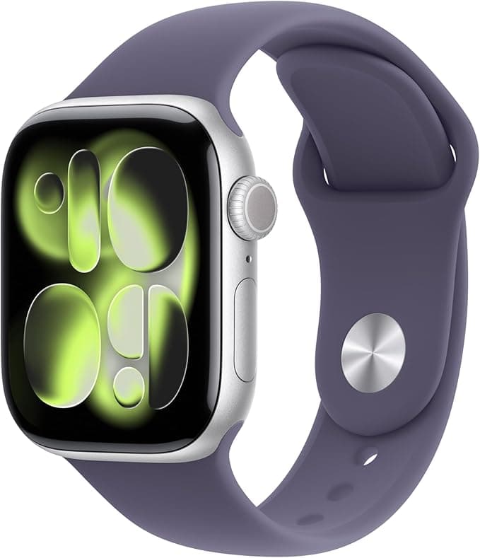 Apple Watch Series 11 GPS + Cellular 42mm Silver Aluminum Case with Purple Fog Sport Band - M/L