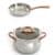 Ouro Gold 3pc 18/10 Stainless Steel Cookware Set, Glass Lids, Rose Gold Handles