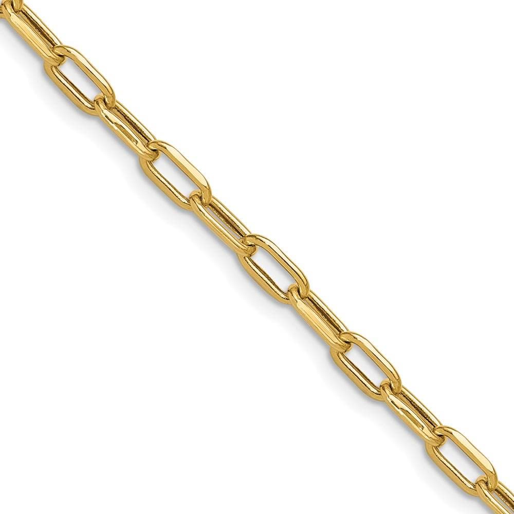 14K Yellow Gold 3.7mm Semi-Solid Beveled Diamond Cut Paperclip Chain 20"