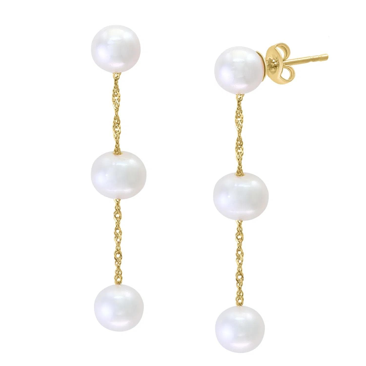 LALI Jewels 14K Yellow Gold White Fresh Water Pearl Earring